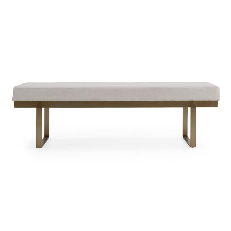 Modrest Tatum Modern Off-White Fabric & Brass Dining Bench