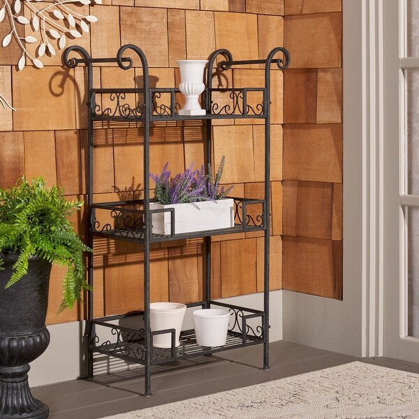 SAFAVIEH Outdoor Living Noreen Victorian Scroll Iron 3-Tier Shelf