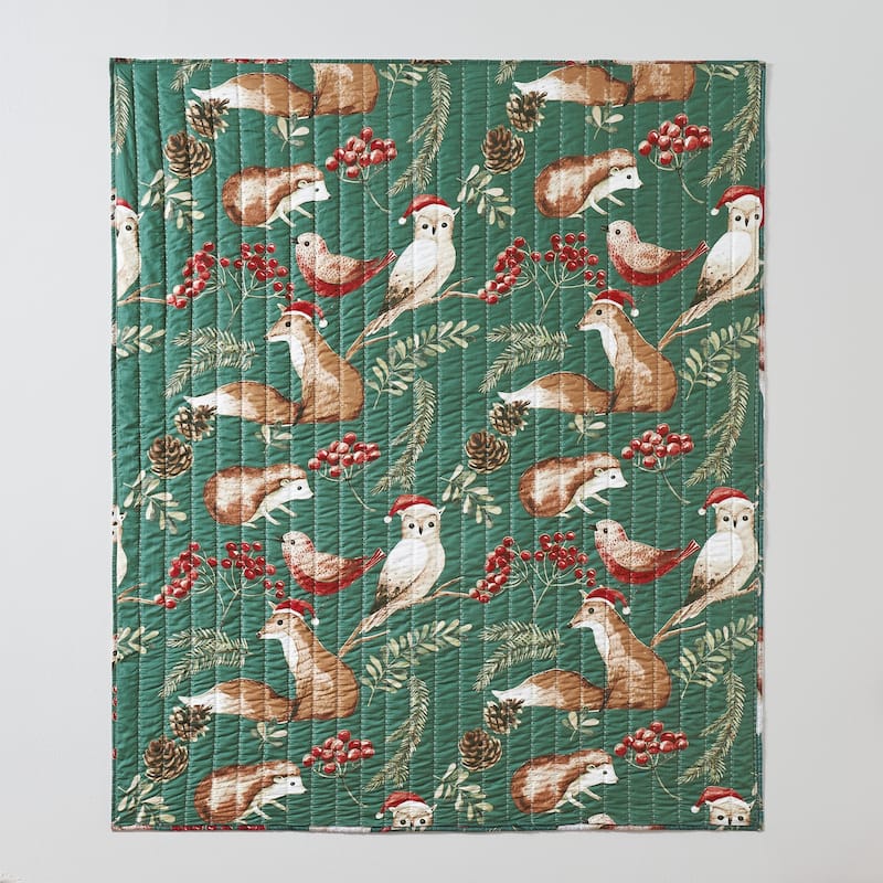 Porch & Den Morilon Forest Wildlife Quilted Throw