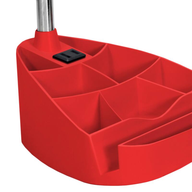 18.5 in. Chrome Finish Table Lamp with Red Shade, Desk Lamp for Writing and Computer Desks