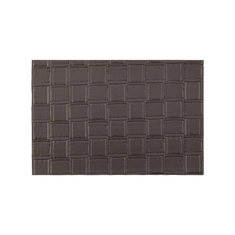 HomeRoots 18" Set of Four Espresso Basketweave Faux Leather Placemats - 18.00 in. x 12.00 in. x 0.01 in.
