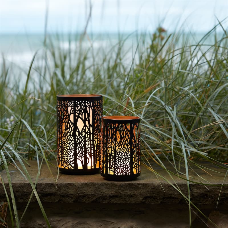 Forest Trees Punched Metal Candle Holder (Set of 2)