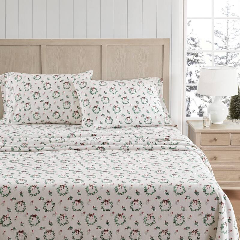 Martha Stewart Printed Cotton Flannel Sheet Set