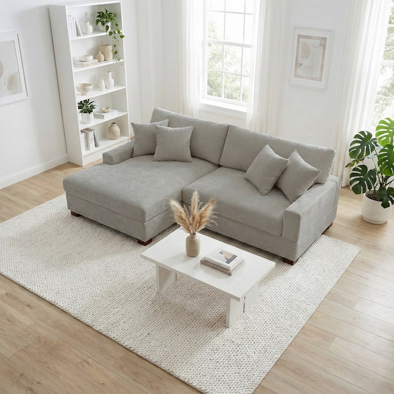 Modern Oversized Chenille Modular Sectional Sofa With Chaise