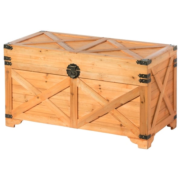 Barn Design Large Decorative Farmhouse Wooden Storage Trunk Chest Overstock 32028872