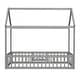 preview thumbnail 8 of 6, Gray Twin Size Pine Wood House Bed with Fence, Door, and Solid Construction