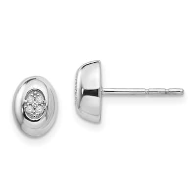 Curata 925 Sterling Silver Polished Post Earrings White Ice Diamond Earrings - 9x7mm Wide