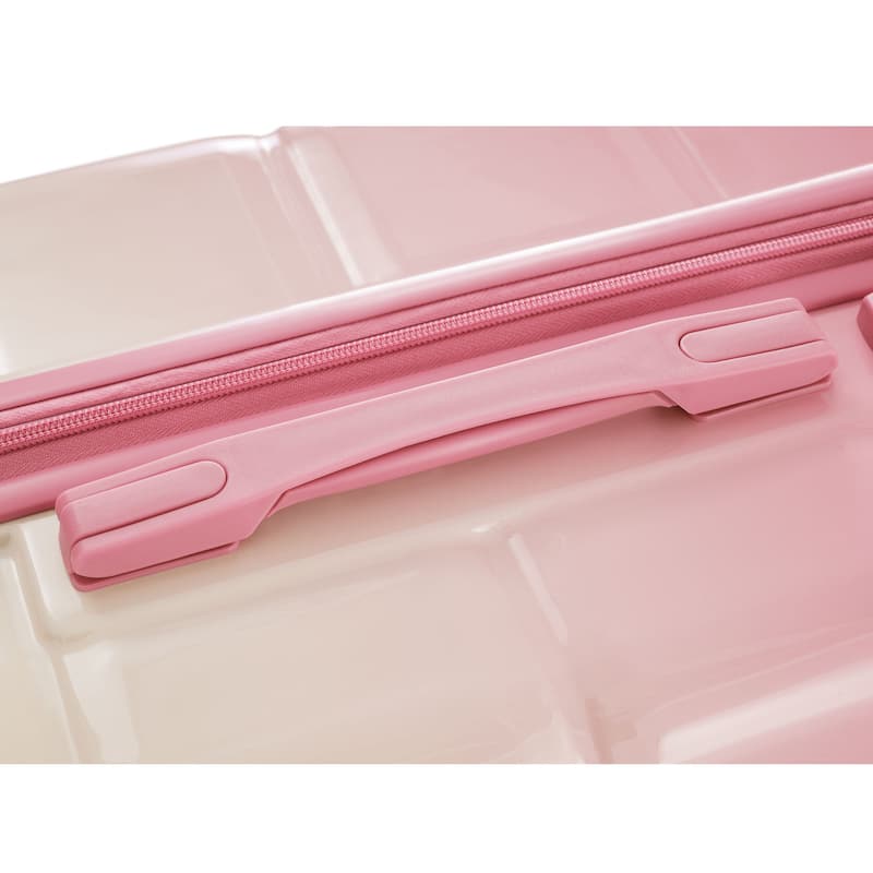 3-Piece, 20-Inch Modern Hard Shell Luggage with USB Port and Spinner Wheels, for Boarding Travel, Pink