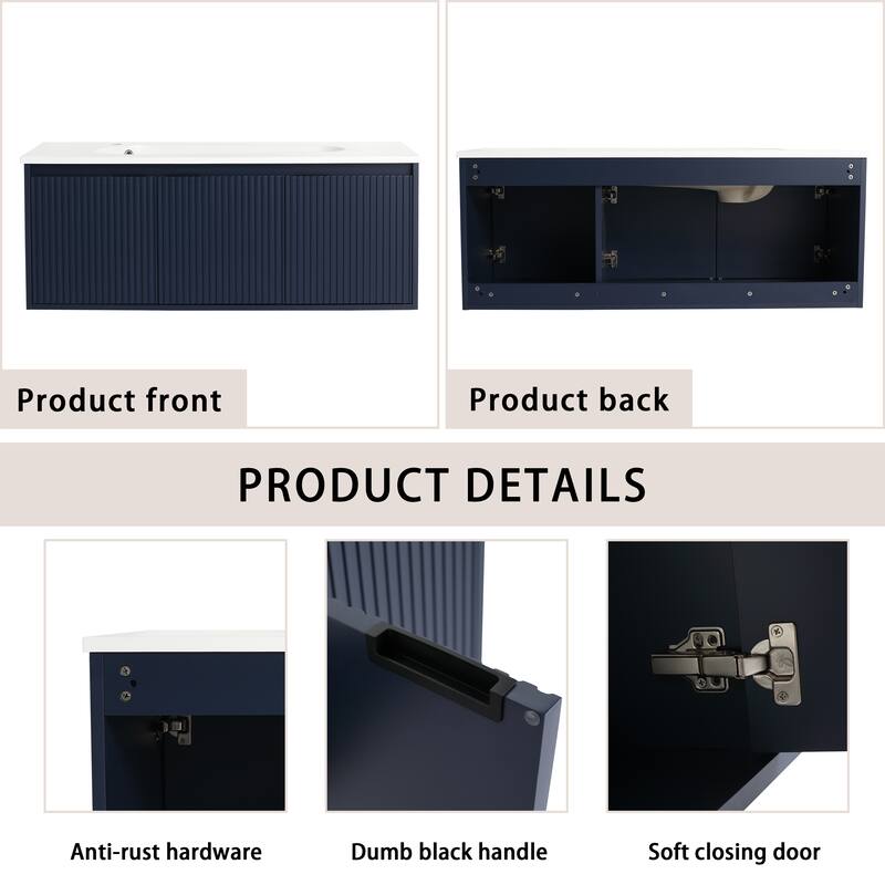 Navy Blue 48in Bathroom Vanity Cabinet with Sink