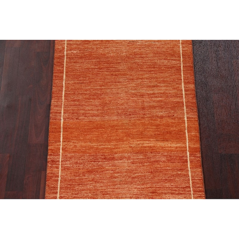 Bordered Gabbeh Kashkoli Oriental Wool Runner Rug Hand-knotted Carpet - 2'5" x 9'3"
