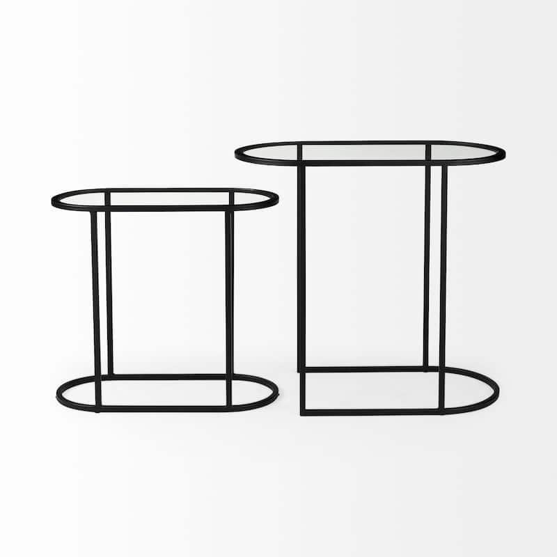 Celine Black Iron & Glass Nesting Accent Tables - 24.2L x 12.6W x 22.4H