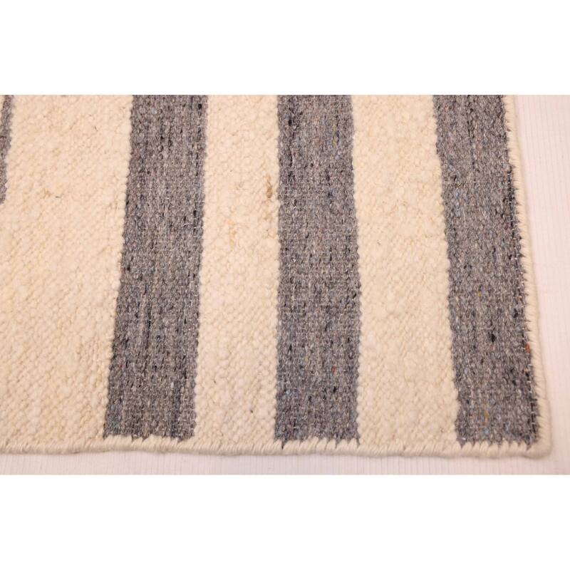 ECARPETGALLERY Flat-Weave Marrakech Cream Wool Kilim - 5'0 x 8'0