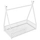preview thumbnail 11 of 24, Twin Size Metal House Platform Bed with Triangle Structure and Guardrail for Kids, Boys and Girls