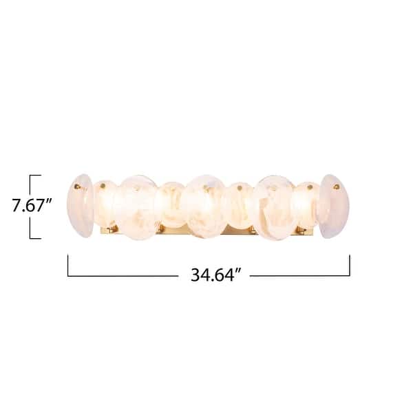 dimension image slide 2 of 3, Artcraft Lily - Bathroom Vanity - Brushed Brass Finish - Wispy White Murano Style Glass Shade