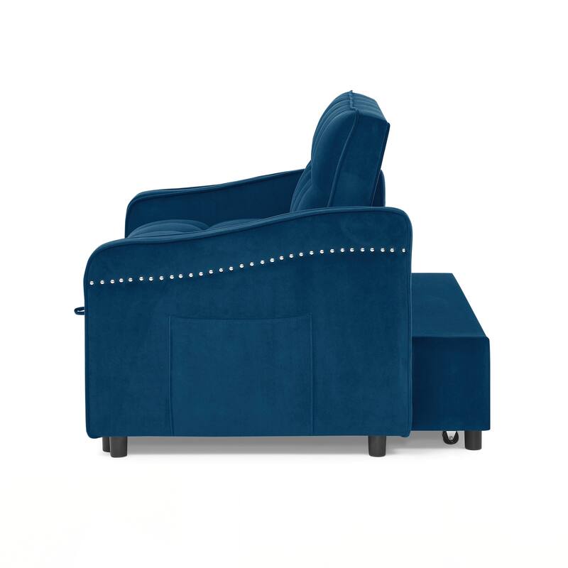 Loveseats Sofa Bed with Pull-out Bed,Adjsutable Back and Two Arm Pocket