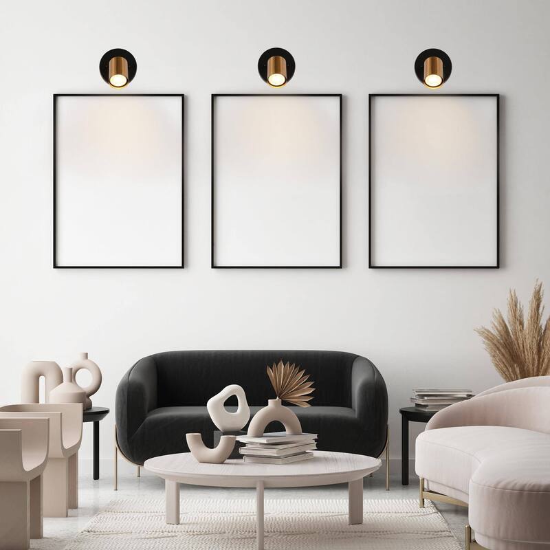 Modern 1-Light Black Gold Wall Sconce Metal Bathroom Vanity Lights - 4.7" L x 7" W x 6" H