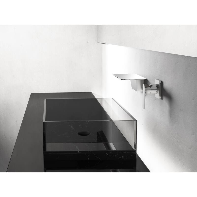 Modern Single Handle Bathroom Sink Faucet with Waterfall Spout Design and Adjustable Water Temperature and Flow