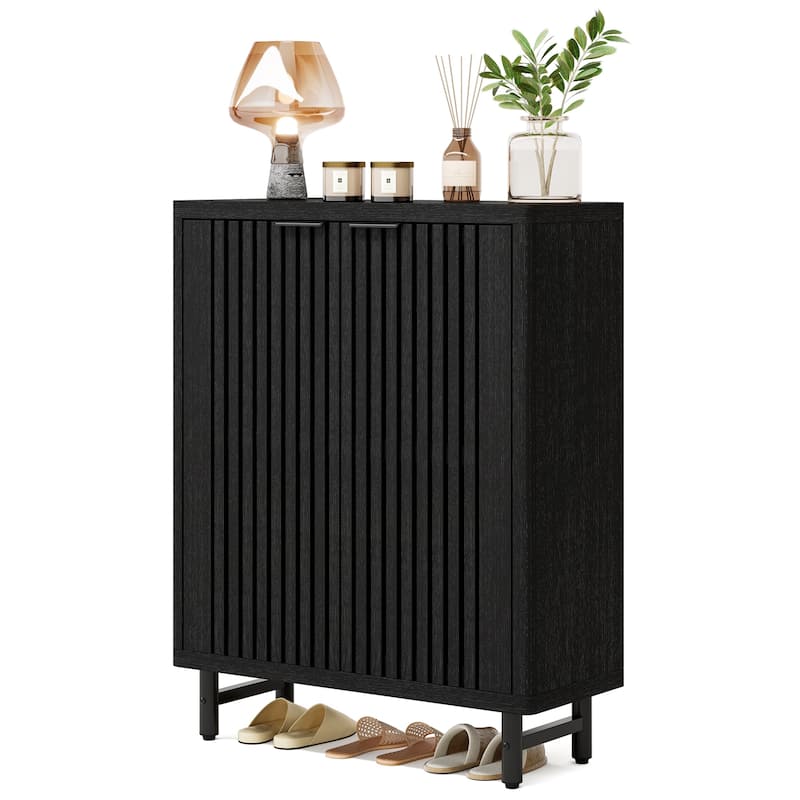 Wooden Bathroom Floor Cabinet, Adjustable Shelves Large Storage Sideboard Accent Cabinet for Bathroom Kitchen Living Room