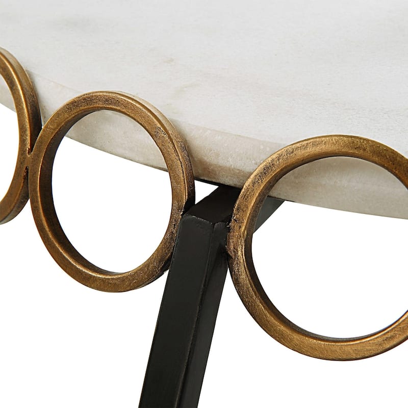 Chainlink Marble Side Table - 25.25" - White and Gold