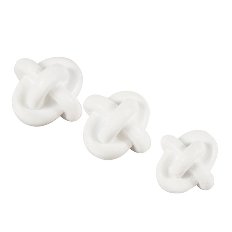 CosmoLiving by Cosmopolitan Black or White Resin Knot Inspired Geometric Sculpture (Set of 3)
