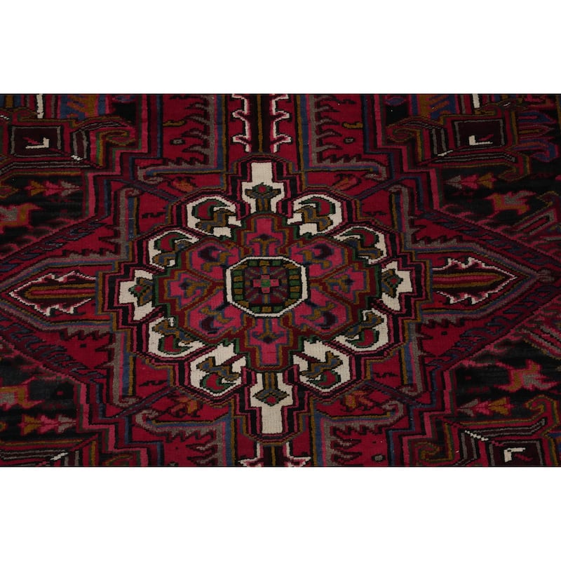 Hand Knotted Oriental 100% Wool Carpet Traditional Medallion Red Heriz Area Rug - 11' 5'' X 8' 1''