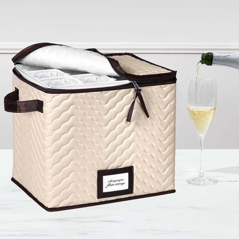 Hold N' Storage - Set of 2 Wine Glass Storage with dividers and Carry Handles. Each Holds 12 standard size glasses
