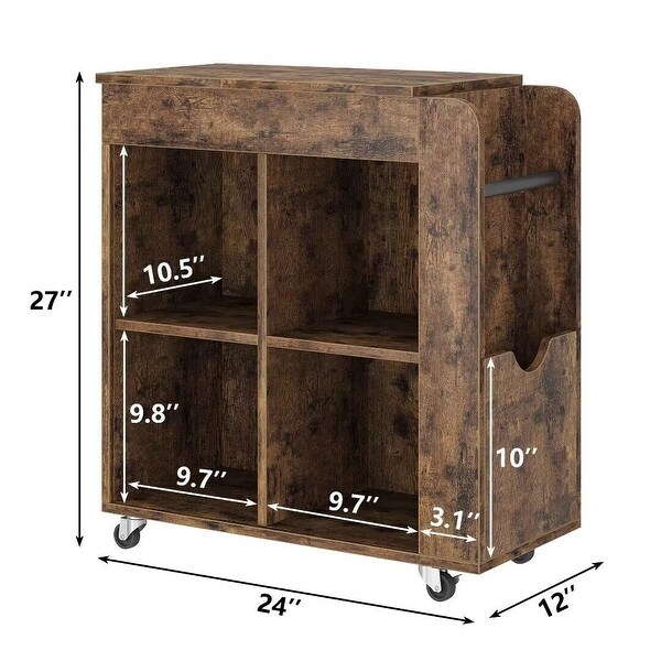 Side Table with Storage, Flip Top End Sofa Table with 3 Tier