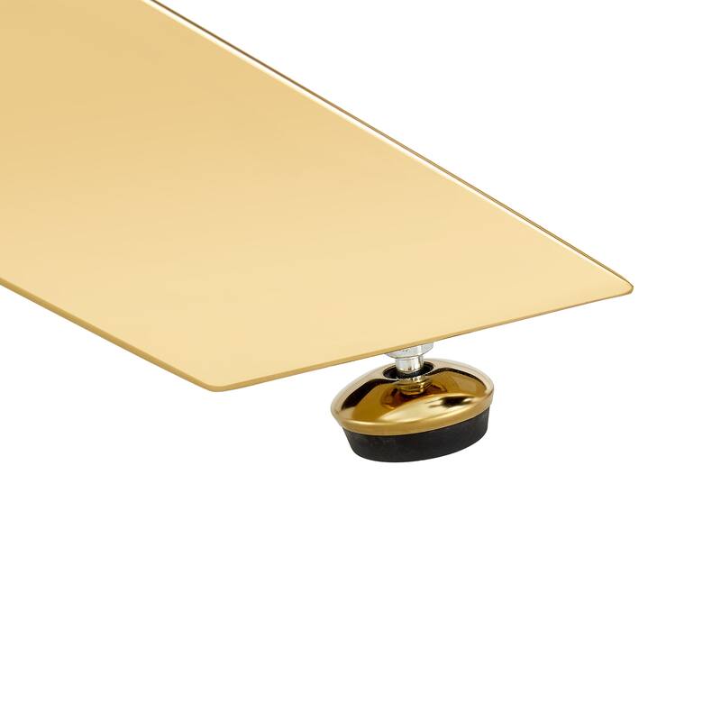 Large Modern Minimalist Rectangular Glass Dining Table with 0.4" Tempered Glass Tabletop and Gold Metal Legs, for 4-6 people