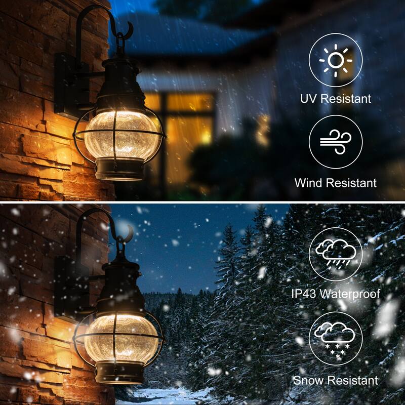 LED Outdoor Matte Black Exterior Lantern Wall Sconce Light