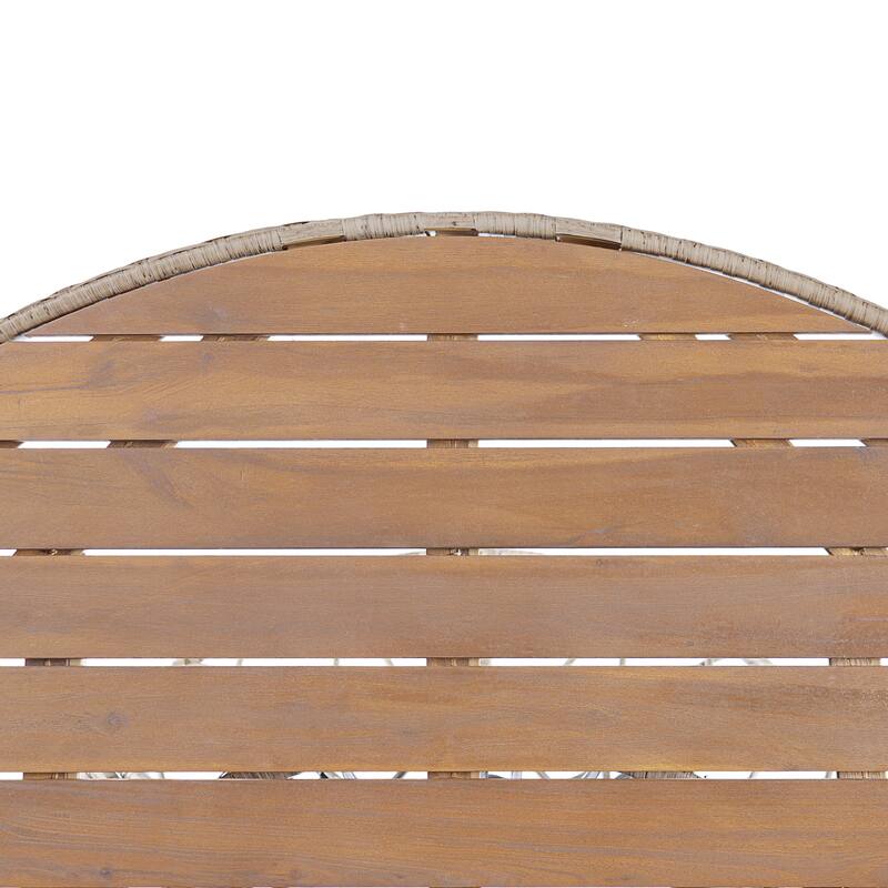 Christopher Knight Home - Estra Outdoor Round Acacia Wood Woven Dining Table with Wicker Pedestal Base, for 4 - 6 Seating