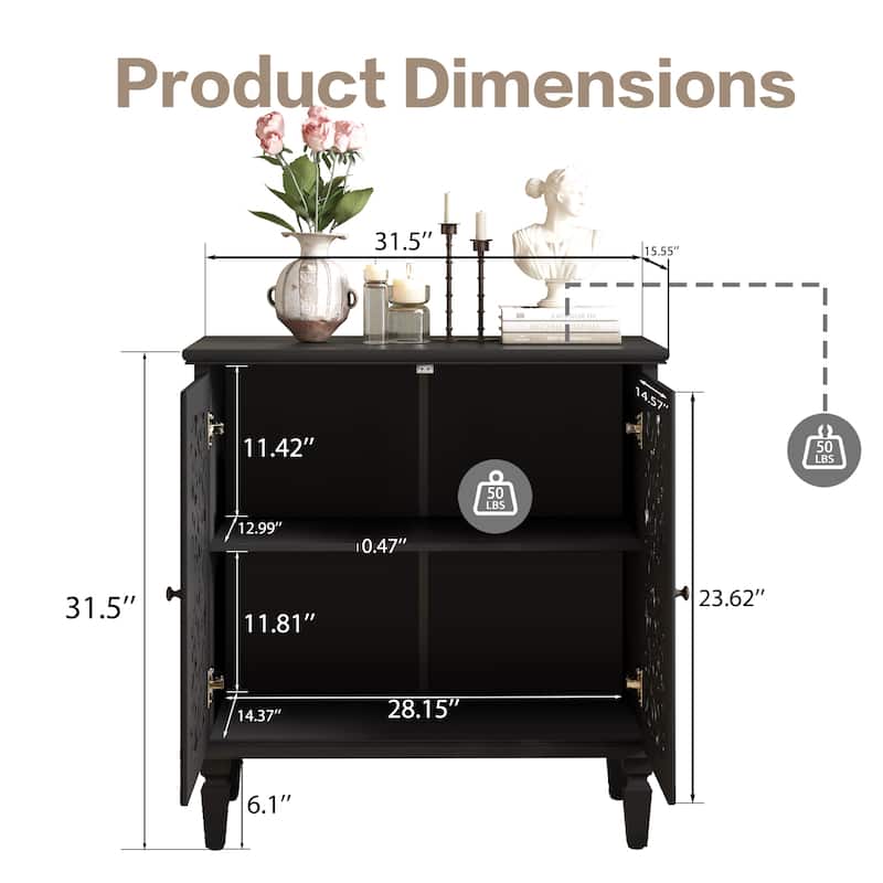 Vintage Hollow-Carved Accent Cabinet