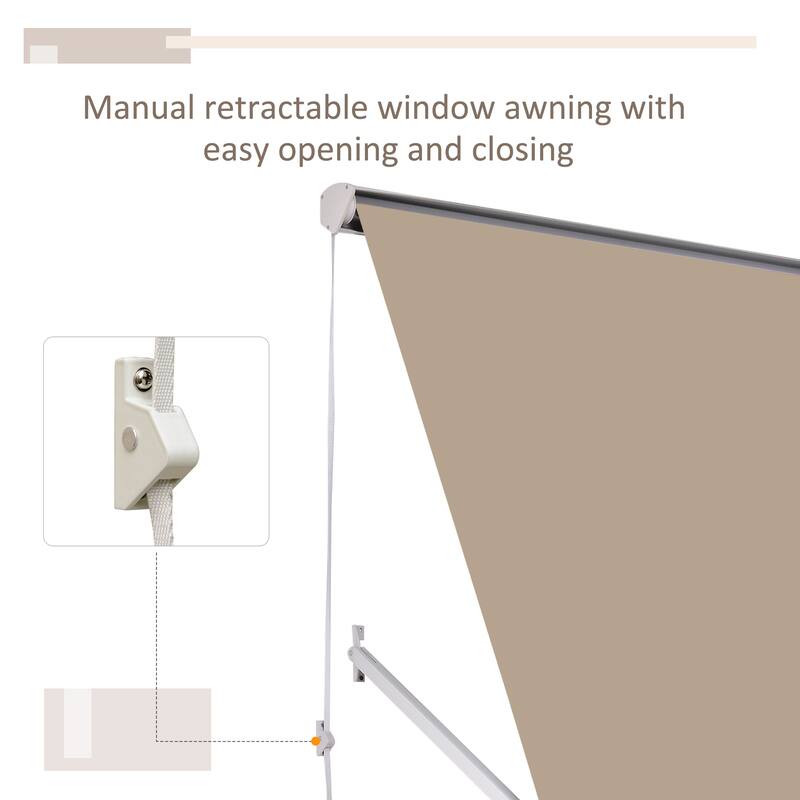 Manual Retractable Window Awning Sun Shade for Patio Balcony Outdoor Shelter