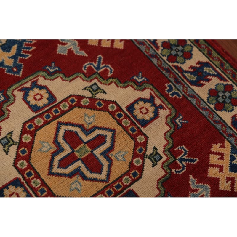 Red Kazak Foyer Rug Hand-Knotted Wool Carpet - 2'9" x 4'0"