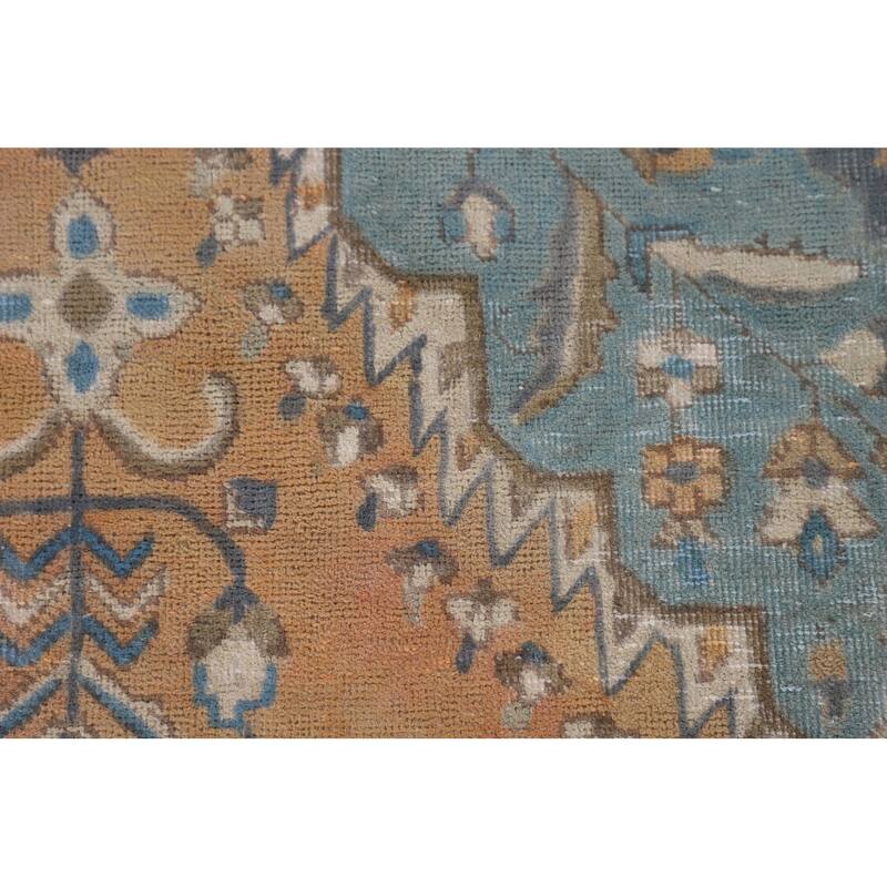 Geometric Tabriz Persian Vintage Area Rug Hand-Knotted Wool Carpet - 6'4"x 8'2"