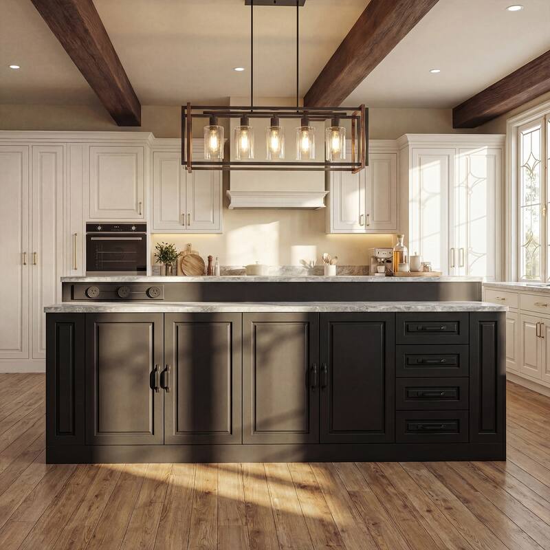 Large Kitchen Island with Storage and Power Outlet, 94.5” Kitchen Island Cabinet with Drawers and Shelves, Kitchen Island