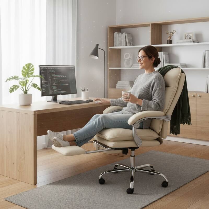 Reclining Executive Office Chair with Footrest