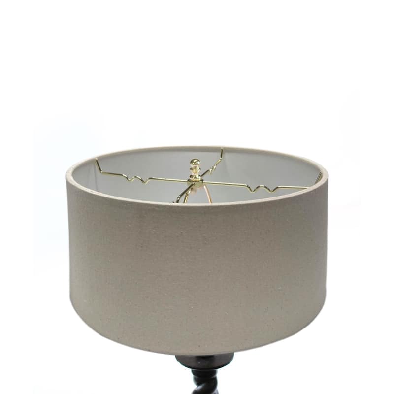 Hardback Shallow Drum Lampshade, Light Oatmeal Linen Fabric, 14x14x7 - N/A