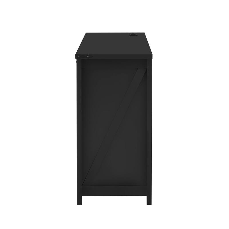 55.1-Inch Sideboard with Storage,Farmhouse Storage Cabinet with Sliding Barn Doors and 4 Drawers, Wood Buffet Table