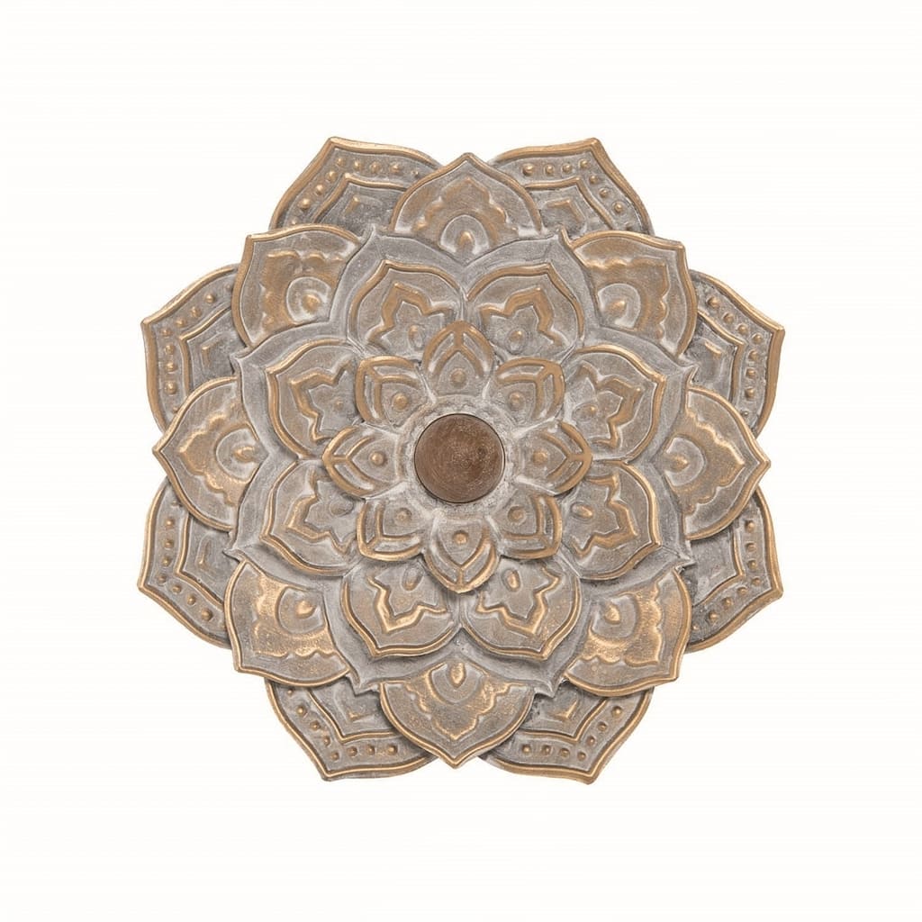 Foreside Home & Garden Small 9.25 x 9.25 inch Distressed Patina Metal Layered Flower Wall Décor