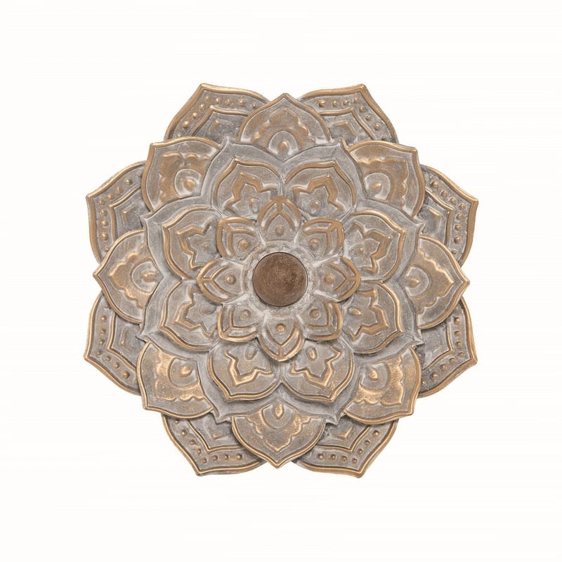 Foreside Home & Garden Small 9.25 x 9.25 inch Distressed Patina Metal Layered Flower Wall Décor