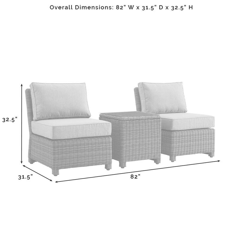 Crosley Bradenton 3Pc Outdoor Wicker Chair Set - Weathered Brown