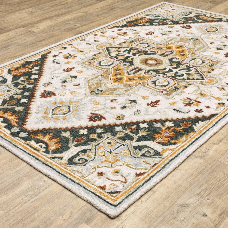 Style Haven Ava Hand-tufted Wool Loop-pile Tribal Medallion Area Rug