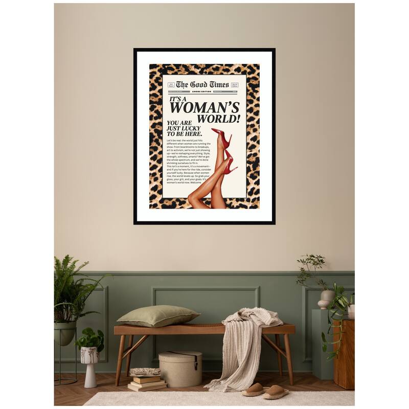 Kate and Laurel Leopard Maximalist Womans World by Honey Island Studio Framed Wall Art Print