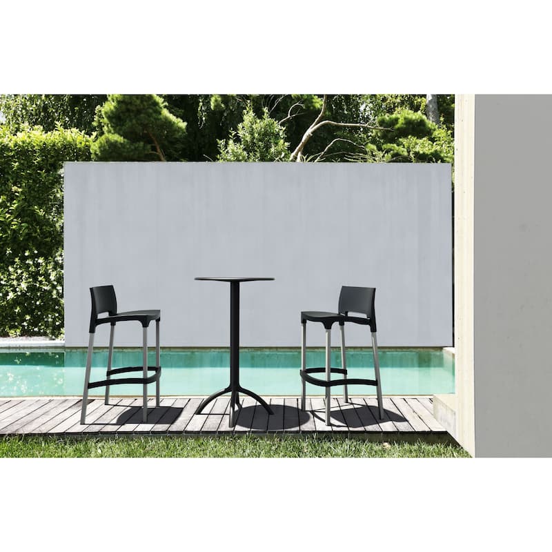 42.5" Black Durable Round Outdoor Patio Bar Table