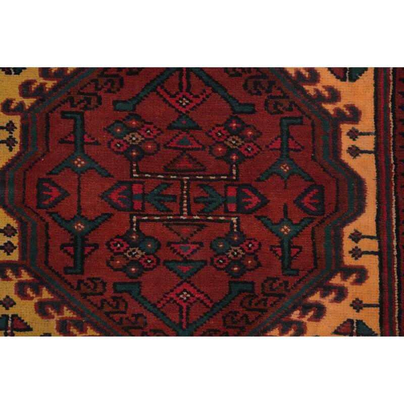 Hand Knotted Oriental 100% Wool Carpet Traditional Tribal Red Ardebil Runner Rug - 14' 7'' X 3' 6''