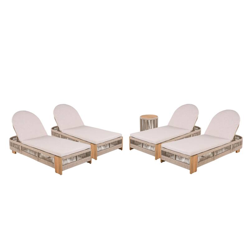 Spruce & Spring Khloe Outdoor Chaise Lounge Chair, Acacia wood Pool Chair