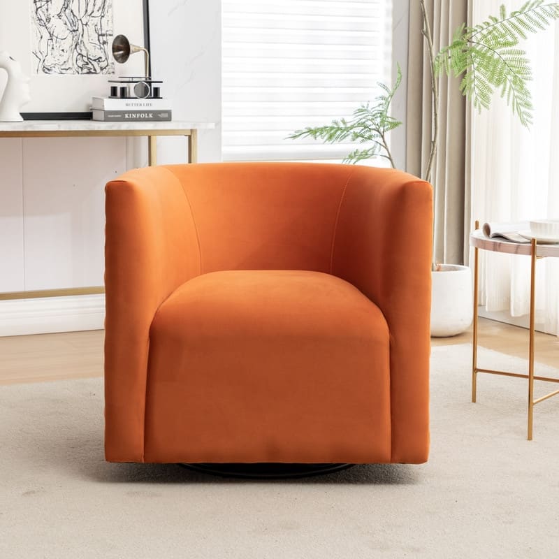 Modern Glam Velvet Upholstered 360 Degree Swivel Barrel Chair