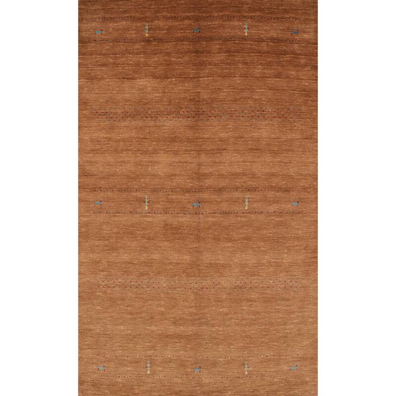 Hand Knotted Oriental 100% Wool Carpet Tribal Animal Pictorial Brown Gabbeh Area Rug - 7' 9'' X 5' 2''