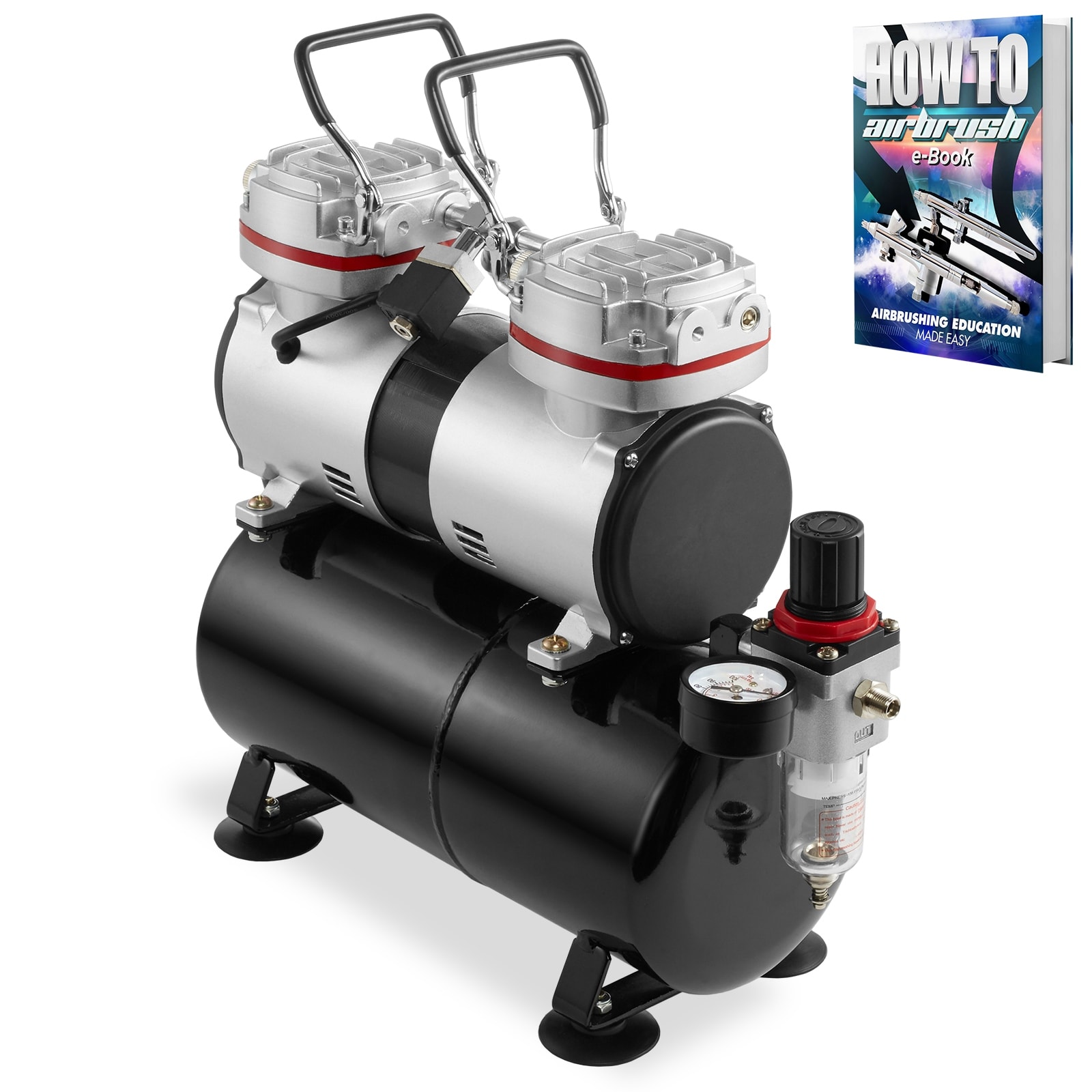 3hp King Hot Water Video - 1/3 HP Dual Piston Airbrush Compressor w/ Tank, Gauge, Trap - Black -  Overstock - 22890476