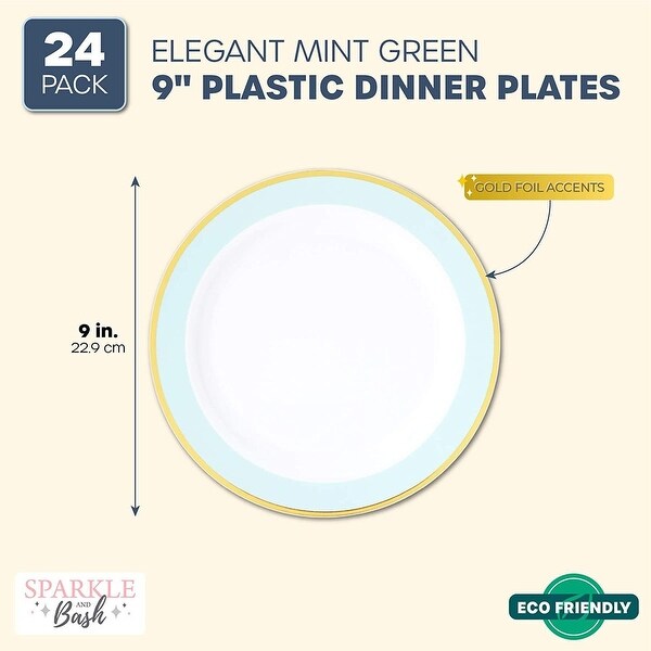 mint green plastic plates